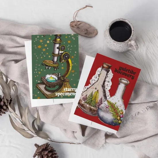 Science Lab Christmas Cards - 24-Pack Holiday Greeting Cards with 6 Festive Science-Inspired Designs, Perfect for Sharing Merry Christmas & Holiday Wishes, Blank Inside for Personalized Messages - Unique and Whimsical Stationery Set {2}