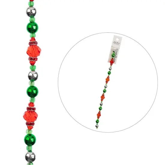 Crystal Lane DIY 7" Designer Holiday Red & Green Glass Bead Mix Strand Mix / Green & Red {4}