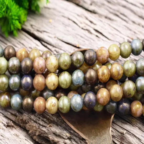 *25* 8mm Gemtone Picasso Round Druk Beads {2}