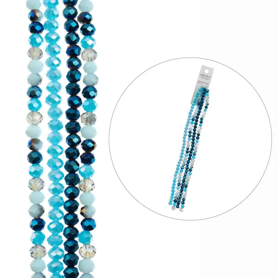 Crystal Lane DIY 7" Designer Glass Bead Multiple Strands Blue Mix {5}