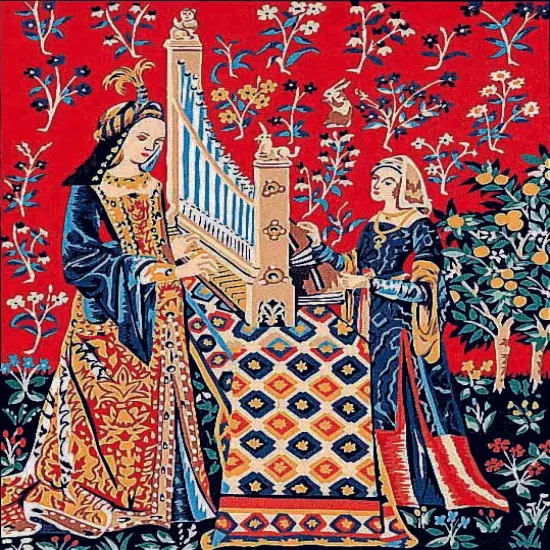 Needlepoint canvas for halfstitch without yarn Lady Unicorn Hearing MRC1531137 Margot de Paris Printed Tapestry Canvas {1}