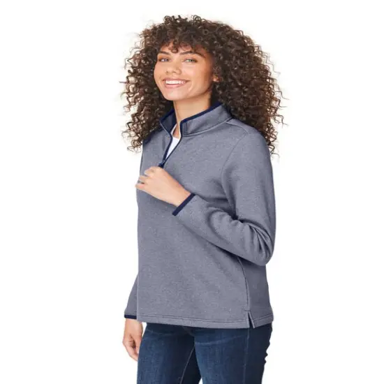 CORE365&reg; Ladies' Venture Heathered Stripe Quarter Zip TRUE ROYAL/WHITE {4}