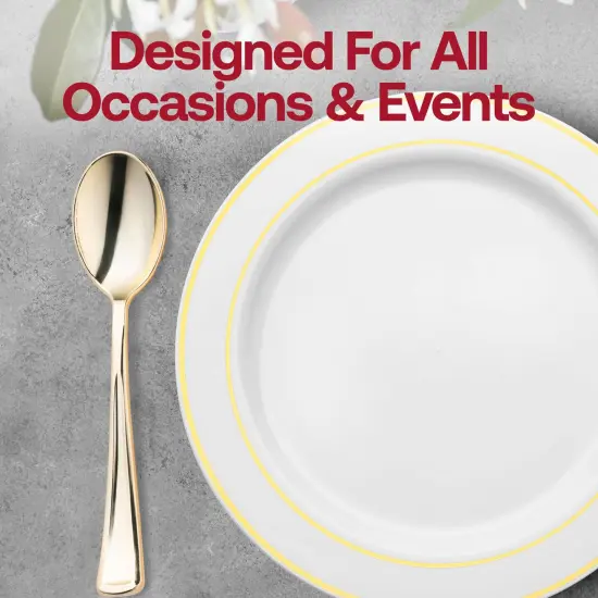 Shiny Metallic Gold Plastic Spoons (600 Spoons) {6}