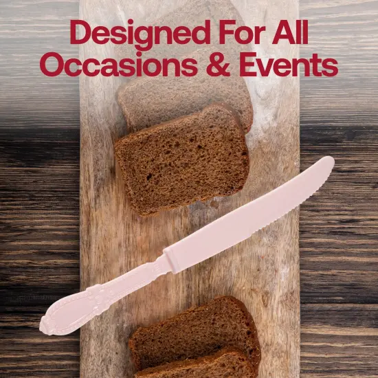 Pink Baroque Disposable Plastic Dinner Knives (480 Knives) {6}