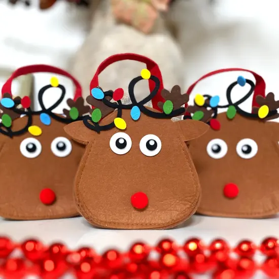 Wrapables Felt Reindeer Gift Bags, Holiday Decorations (Set of 6) {6}