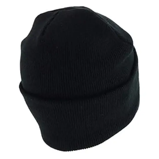 Solid Wing Black Knit Cap Classic Warmth in a Single Piece {3}