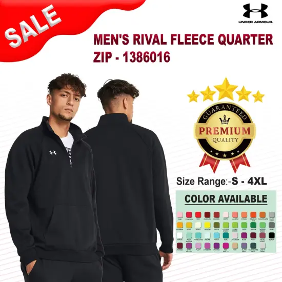 Under Armour&reg; Men's Rival Fleece Quarter-Zip White/ black {2}