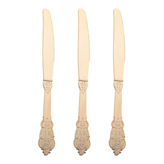 Shiny Baroque Gold Plastic Knives (600 Knives) {2}