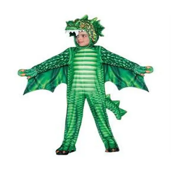 Toddler Green Dragon Printed Costume {1}