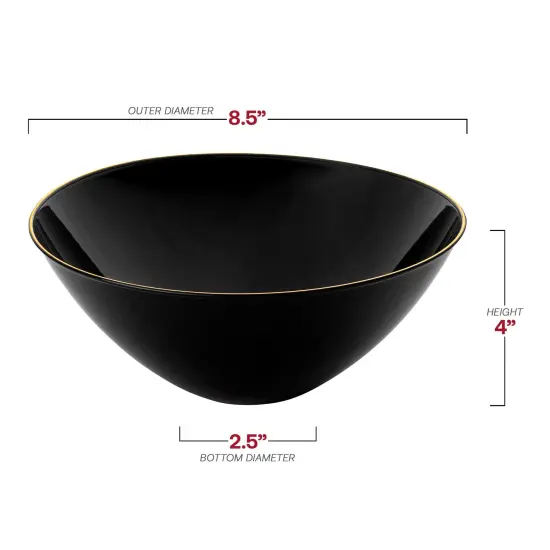 Black with Gold Rim Organic Round Disposable Plastic Bowls - 32 oz. (60 Bowls) {3}