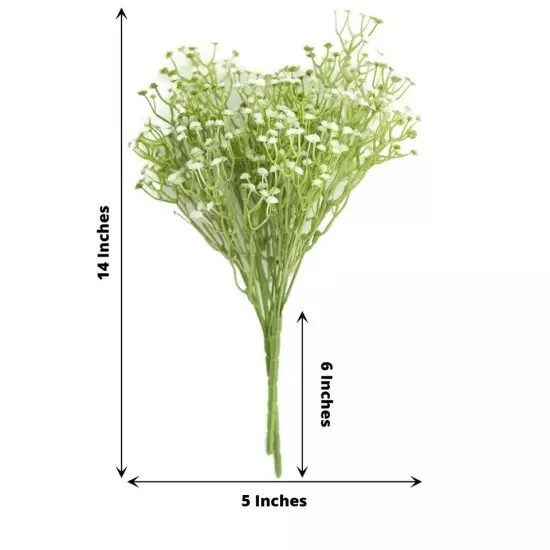 3 White 14 in Artificial FLOWERS Faux Baby Breath Bushes Party Events Supplies {3}