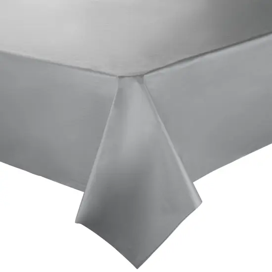 Silver Rectangular Disposable Plastic Tablecloths - 54" x 108" (96 Tablecloths) {1}