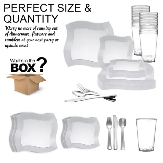 White Wave Plastic Wedding Value Set (20 Settings) {4}