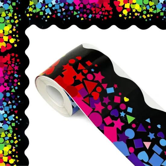 Wrapables 60 Feet Bulletin Board Borders, Adhesive Decorative Trim Stickers, Shapes {1}