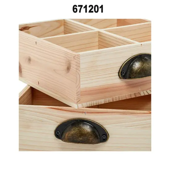 Natural Fir Wood 4 Section Tray Set 9" x 9" x 3 1/8" 12 Each {2}