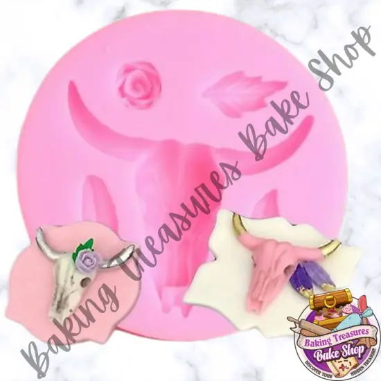 Skeleton Cattel Head Silicone Mold {1}