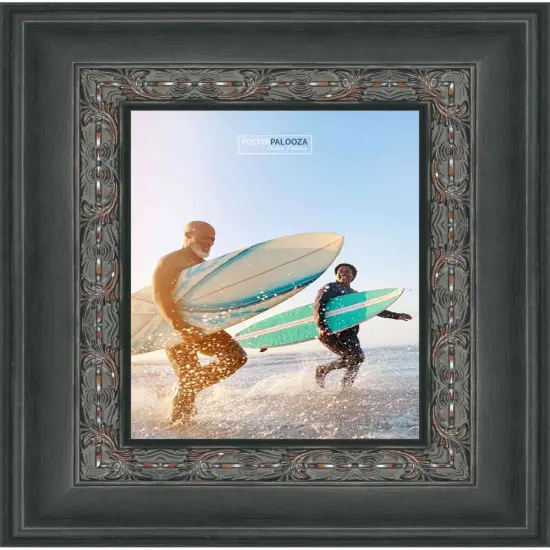 Photo Size 3.5" Wide Ornate Black Frame - UV Acrylic, Foam Board Backing, Hanging Hardware {4}