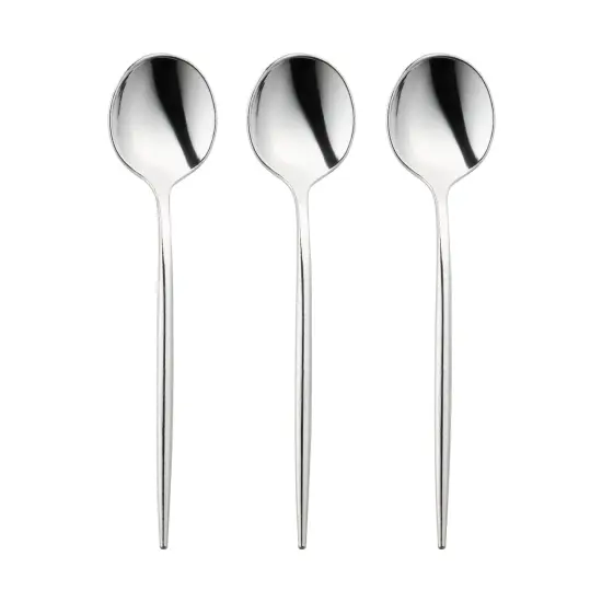Shiny Silver Moderno Disposable Plastic Dessert Spoons (300 Spoons) {2}