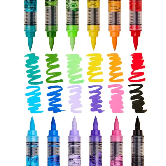 KINGART&reg; PRO Acrylic Brush Pens, 12 Vibrant Colors, Flexible Brush Tip with Blendable Ink {3}