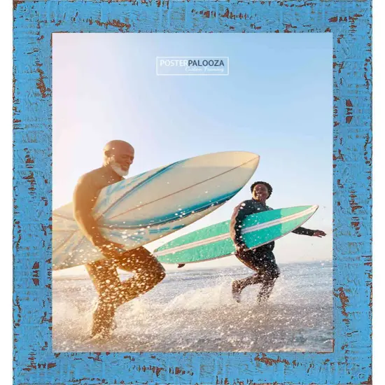 Square Shabby Chic Blue Picture Frame - UV Acrylic, Foam Board Backing, Hanging Hardware {5}