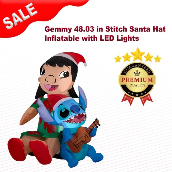 Gemmy 48.03 in Stitch Santa Hat Inflatable with LED Lights {1}