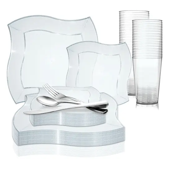 Clear Wave Plastic Wedding Value Set (120 Settings) {1}
