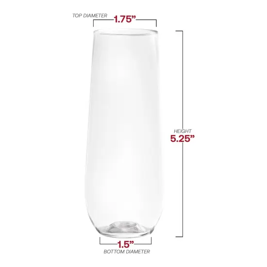 Clear Stemless Plastic Champagne Flutes - 9 oz. (64 Glasses) {3}