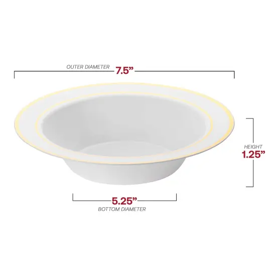 White with Gold Edge Rim Plastic Soup Bowls - 12 oz. (120 Bowls) {4}