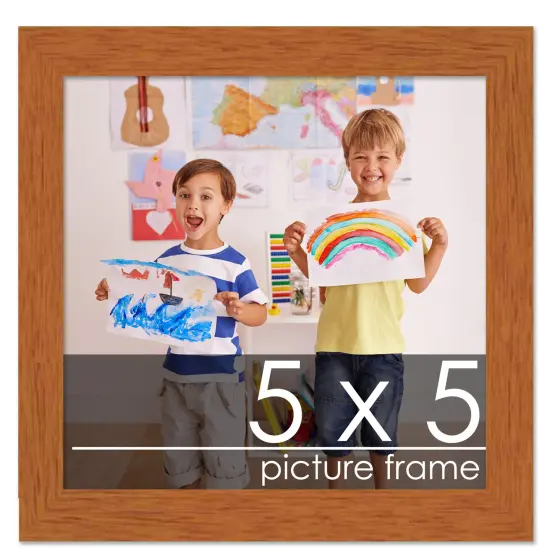 Square Slim Profile Brown Picture Frame - UV Acrylic, Foam Board Backing, Hanging Hardware {1}