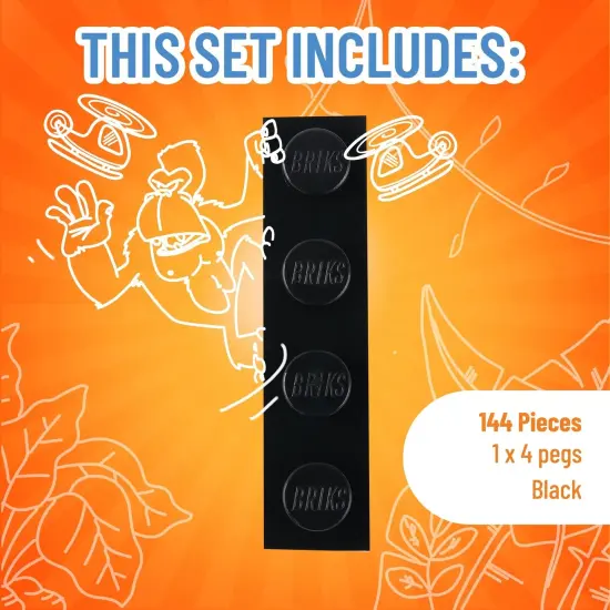 Strictly Briks Classic Bricks Starter Kit, Black, 144 Pieces, 1x4 Inches, Building Creative Play Set for Ages 3 and Up, 100% Compatible with All Major Brick Brands {3}