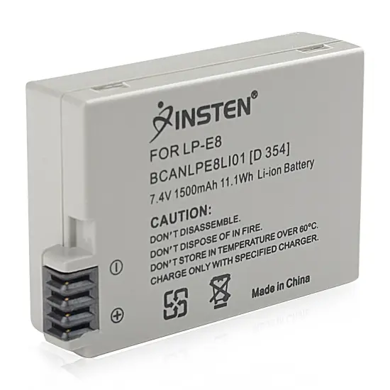 Insten LP-E8 LPE8 Compatible Li-ion Battery for Canon Digital Rebel T2i T3i T4i T5i/ EOS 550D 600D 650D / Kiss X5 X6i Grey {2}