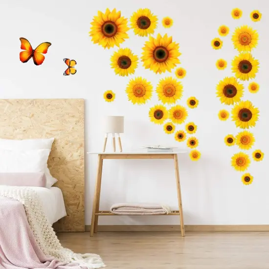 116 Pieces Sunflower Wall Stickers 3D Butterfly Decals {4}