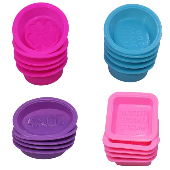 20 Pieces Silicone Soap Making Molds, Square Round Oval Shaped, FineGood Soft Cupcake Muffin Baking Pan for DIY Homemade Craft, Food Grade - Pink, Blue, Rose Red, Purple {2}