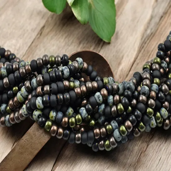 2/0 Aged Asteroid Picasso Mix Seed Beads (21" Strand) {4}