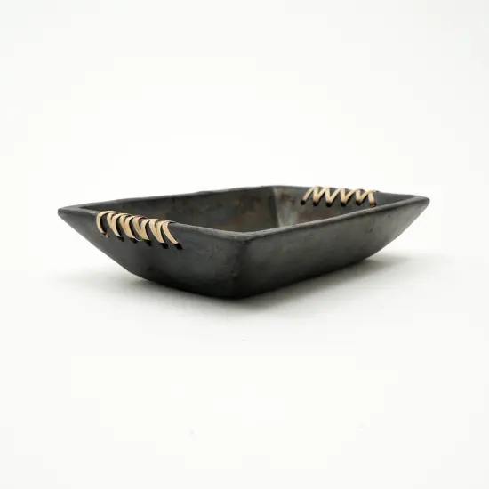 Decorative Longpi Pottery Platter - 7.5" x4.5" x1.3" {3}