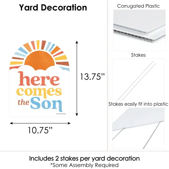 Big Dot of Happiness Here Comes The Son Small Outdoor Lawn Decoration, Boy Boho Baby Shower Welcome Yard Sign - 1 Piece {6}