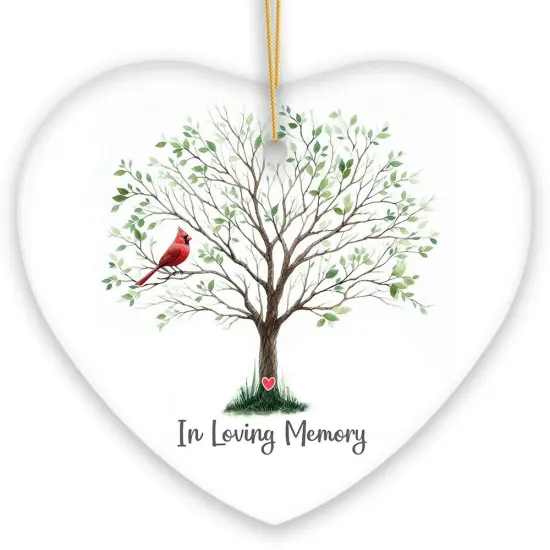 In Loving Memory of Mom and Dad Cardinal on a Tree Ornament, Heavenly Christmas Remembrance Gift {1}