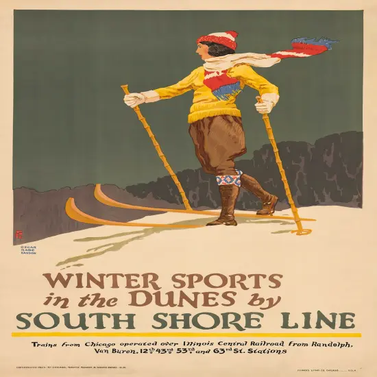 Winter Sports in the Dunes - Vintage Travel Poster Prints {1}
