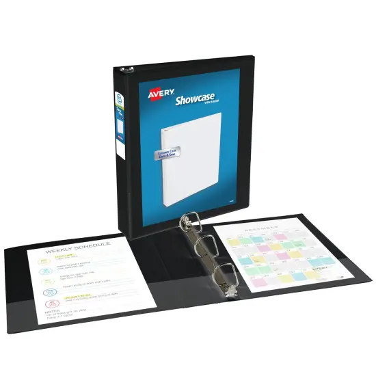 Avery Economy Showcase View 3 Ring Binder, 1-1/2 Inch Slant Rings, 1 Black Binder (19650) {2}