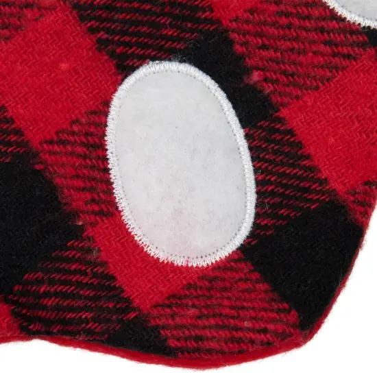 Northlight 15.5" Red and Black Buffalo Plaid Pet Embroidered Christmas Stocking {6}