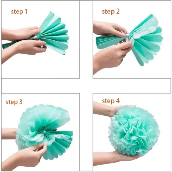 Red Green White Paper Pom Poms, Party Decoration Kit 21pcs of 8,10,12 inch Tissue Flowers for Christmas Graduation Birthday Fiesta Celebration Events {2}