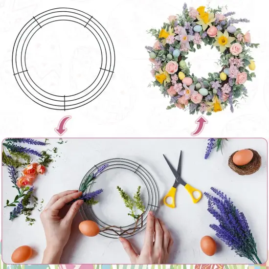 Wire Wreath Frame, 2 Pack 14 Inch Metal Wreath Form Frame, Large Dark Green Round Wire Wreath Rings for DIY Craft Home Decor Indoor Outdoor Holiday Party Decorations Supplies {4}