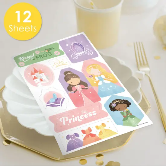 Big Dot of Happiness Princess Party Favor Sticker Sheet Sets, Princess Birthday Party Favors for Girls - 12 Sheets - 120 Stickers {3}