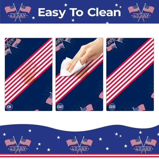 2 Pack Disposable Patriotic Tablecloth American Flag Tablecloths 54" x 108" Patriotic Plastic Tablecloth Patriotic Decorations Patriotic Birthday Party Supplies for Camping,Memorial,Veterans {3}