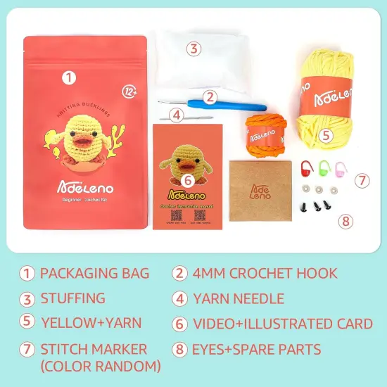 Crochet Kit for Beginner, Beginner Crochet Kit with Step-by-Step Video Tutorial, More Convenient Illustrated Cards, Suitable for Adults, Children, Crochet Kit for Beginners, Duck 1-Pack. {3}