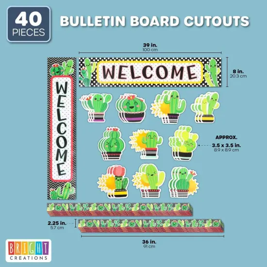 Cactus Bulletin Board Cutouts, Colorful Chalkboard Borders (40 Pieces) Multicolor {2}