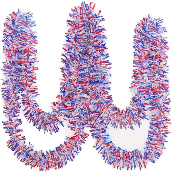 4th of July Tinsel Garland,Patriotic Metallic Foil Garland for Tree Banister Mantle Home Party Decoration {4}