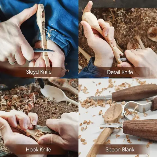 Wood Carving Tool Kit for Adult Beginners Woodworking, Whittling Knife Set with Large Leather Case and Gouge, Wooden Spoon Carving Kits, Gifts for Men Women Carving Enthusiasts Friends {4}