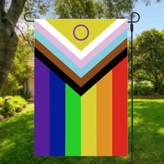 New Intersex Progress Pride Garden Flag 12x18 Double Sided- Mini Progressive Gay Pride Rainbow Yard Lawn Flag Outdoor Yard Decorative {2}