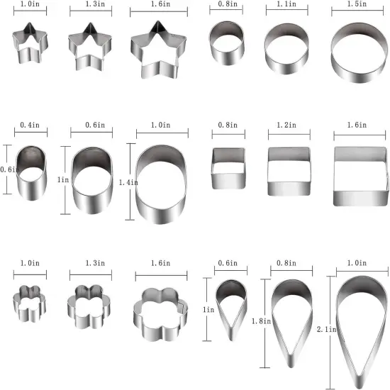 Mini Stainless Steel Cookie Cutter Set Various Shapes, 30 Pieces {3}